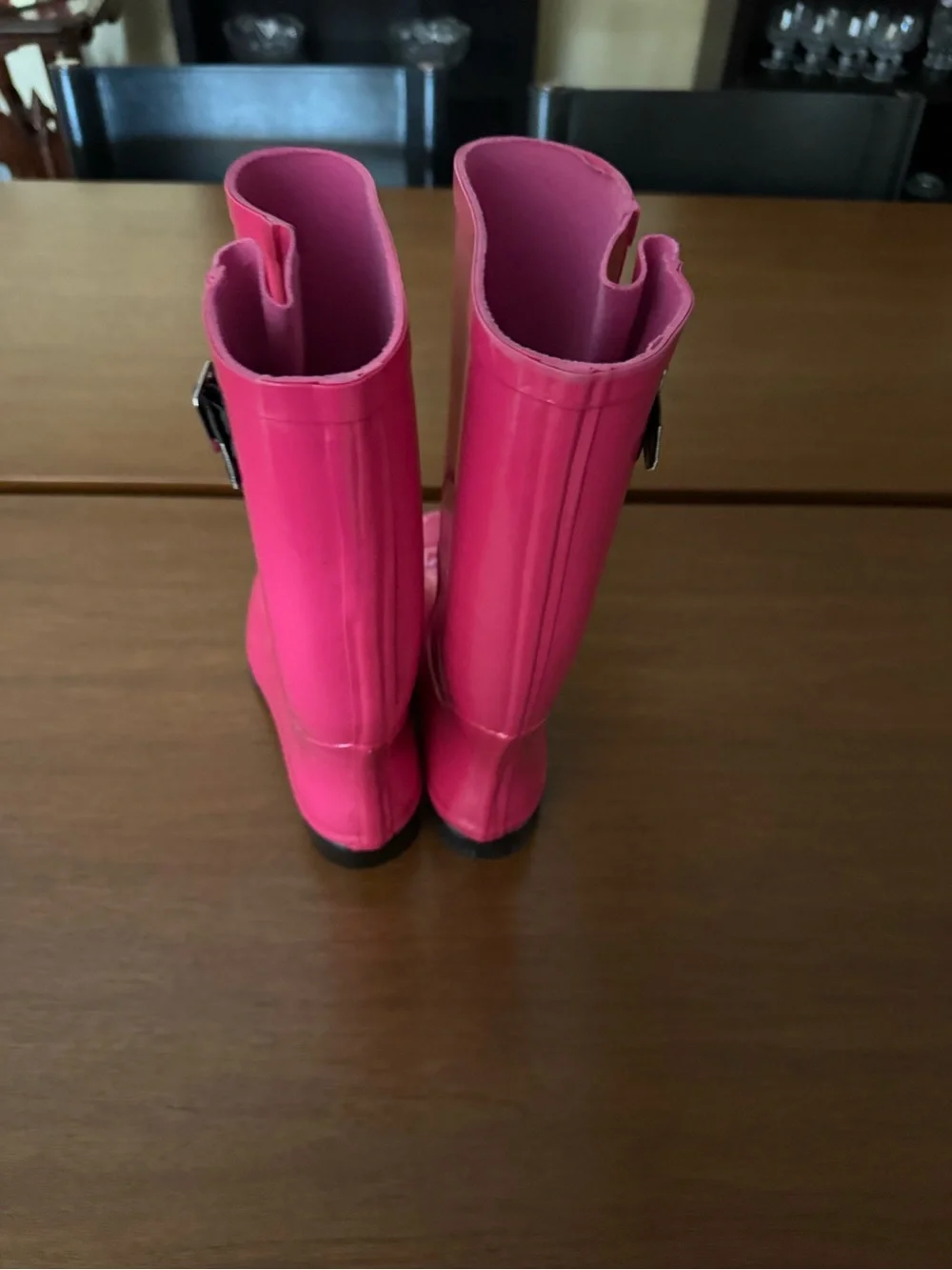 Women's Glossy Pink Rain Boots